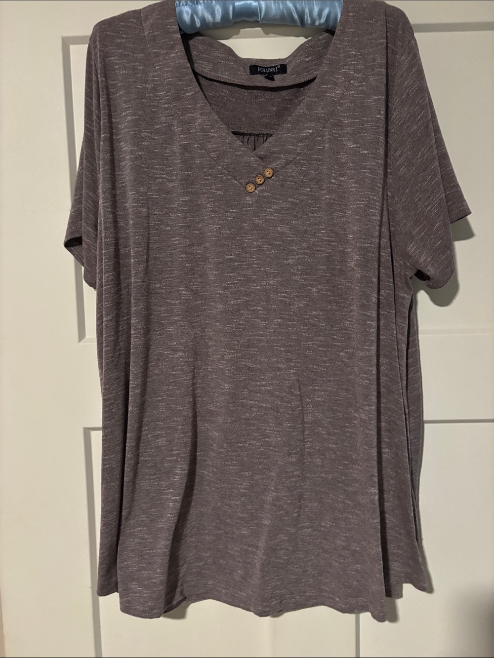 Heathered Gray V-Neck Short Sleeve Women’s Tunic Top